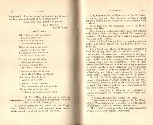 College Magazine 1916 poems by former St Martin's patients 2