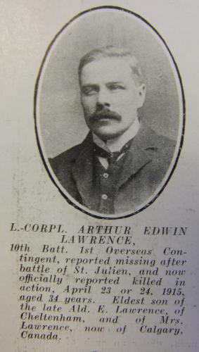 LAWRENCE Arthur Edwin