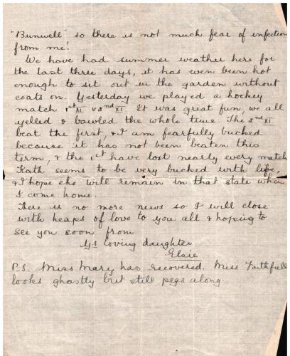 Letter from pupil Elsie Mason to her father 31 March 1916  p3