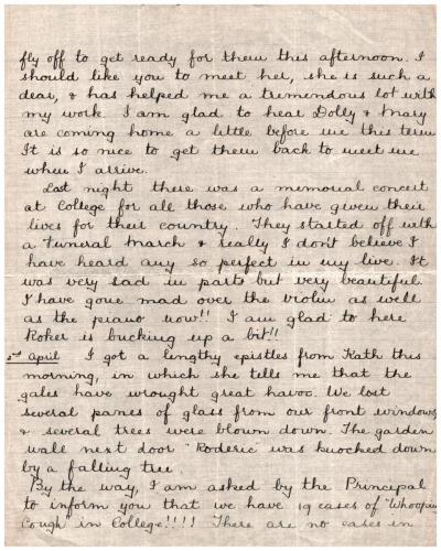 Letter from pupil Elsie Mason to her father p2 31 March 1916 p1