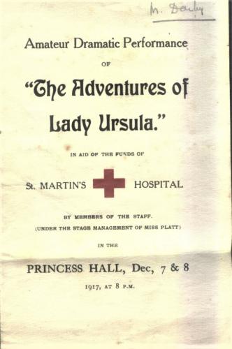 Programme of play in aid of St. Martin's Hospital, 1917